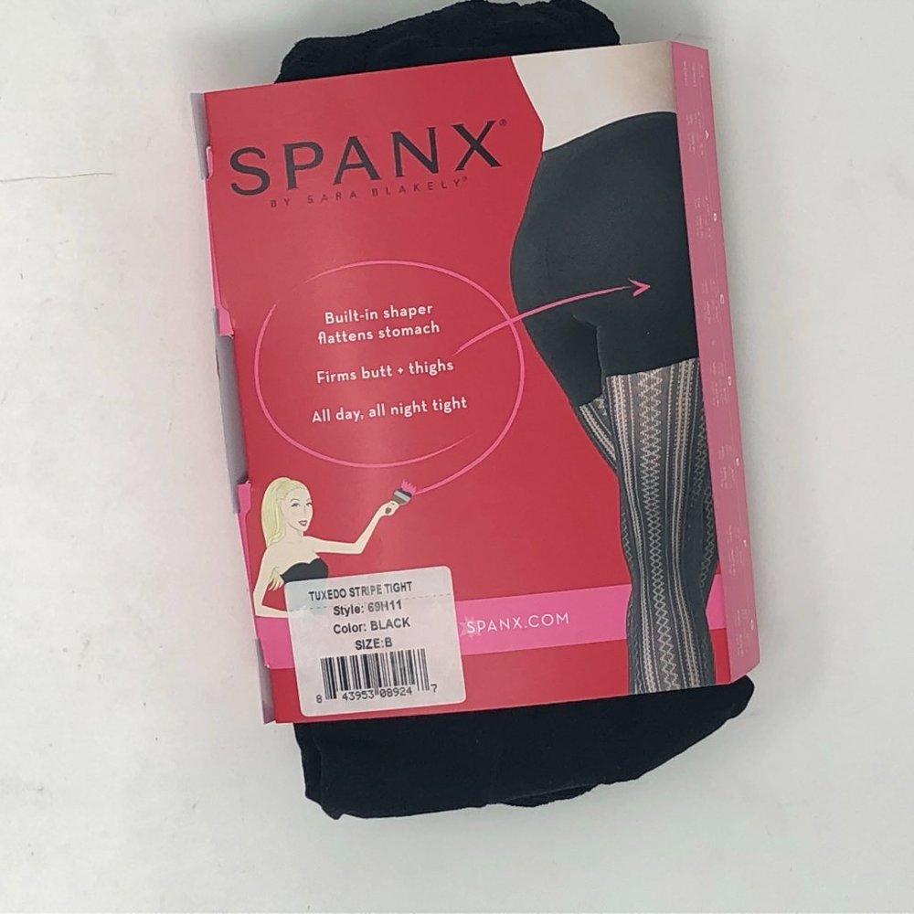 SPANX LOT of 2 Bodyshaping Tuxedo Stripe Tights - Picture 16 of 16